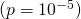 (p=10^{-5})